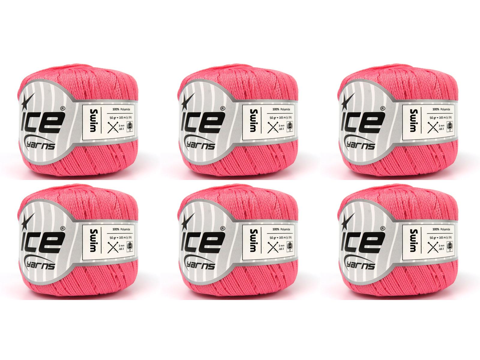 Lot of 6 Skeins Ice Yarns SWIM Hand Knitting Yarn Light Pink