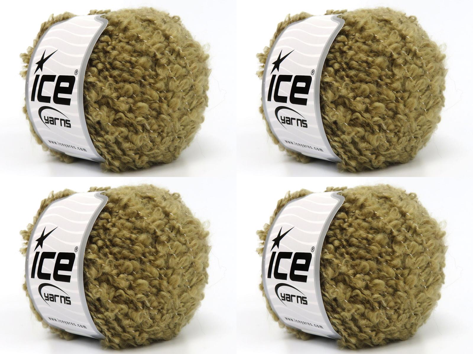 Lot of 8 Skeins Ice Yarns ALPACA BOUCLE (5% Alpaca 10% Wool) Yarn Camel