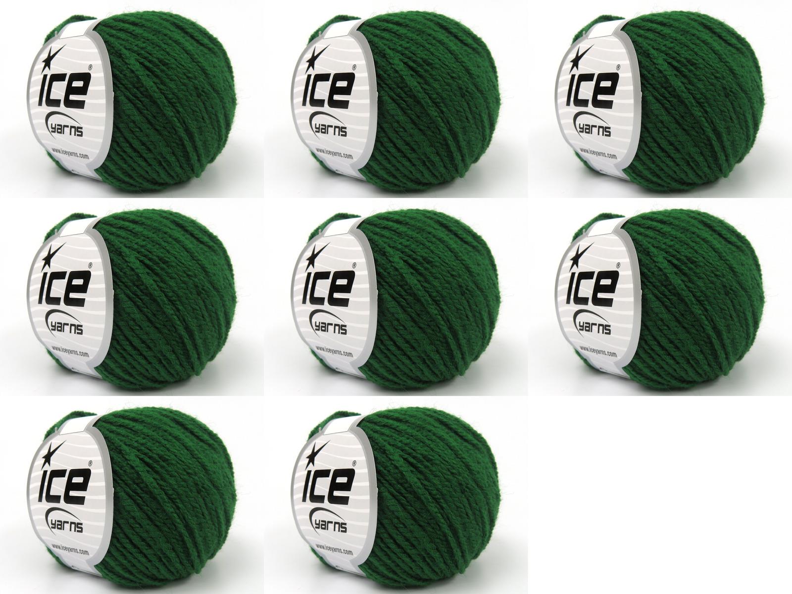 Lot of 8 Skeins Ice Yarns LANA MOR BIDA (40% Wool) Yarn Dark Green