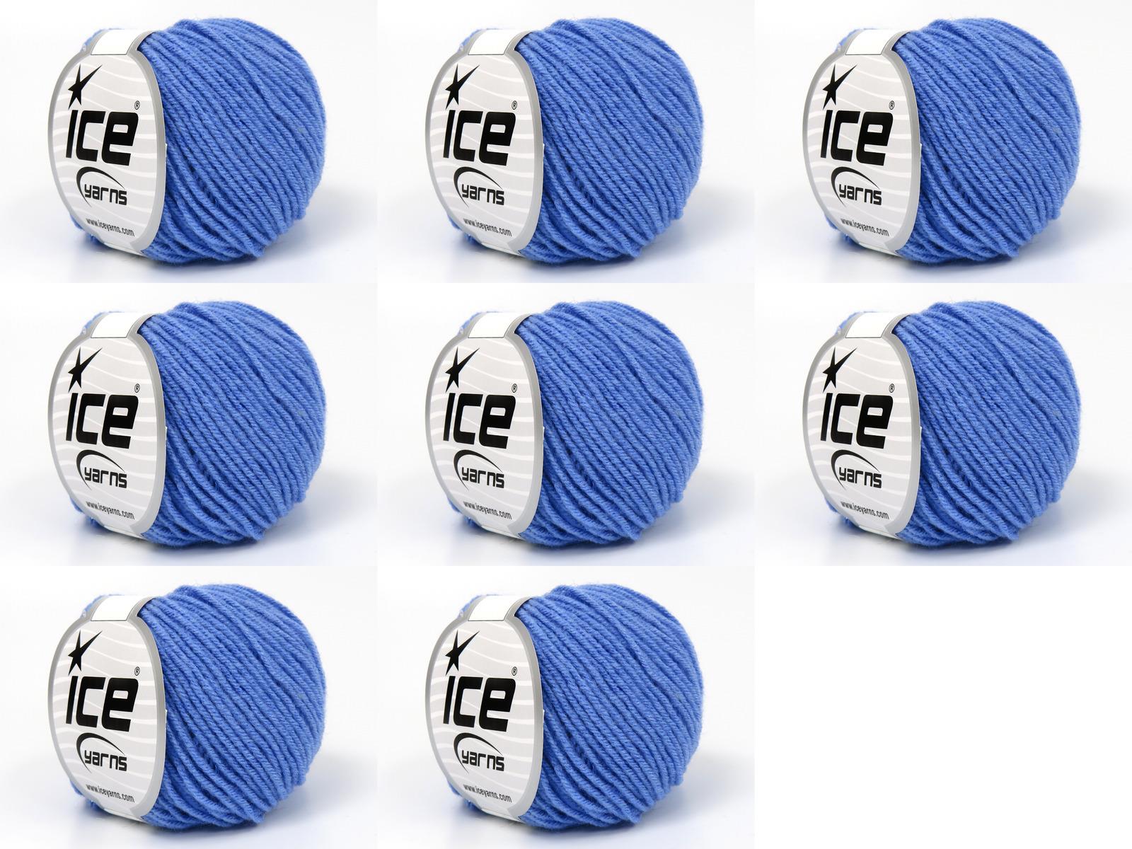 Lot of 8 Skeins Ice Yarns LANA MOR BIDA (40% Wool) Hand Knitting Yarn Blue