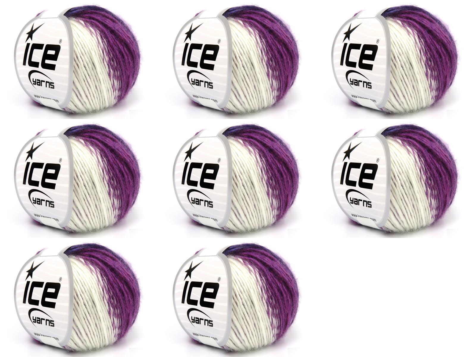 Lot of 8 Skeins Ice Yarns PANORAMA Hand Knitting Yarn Ecru Purple Shades