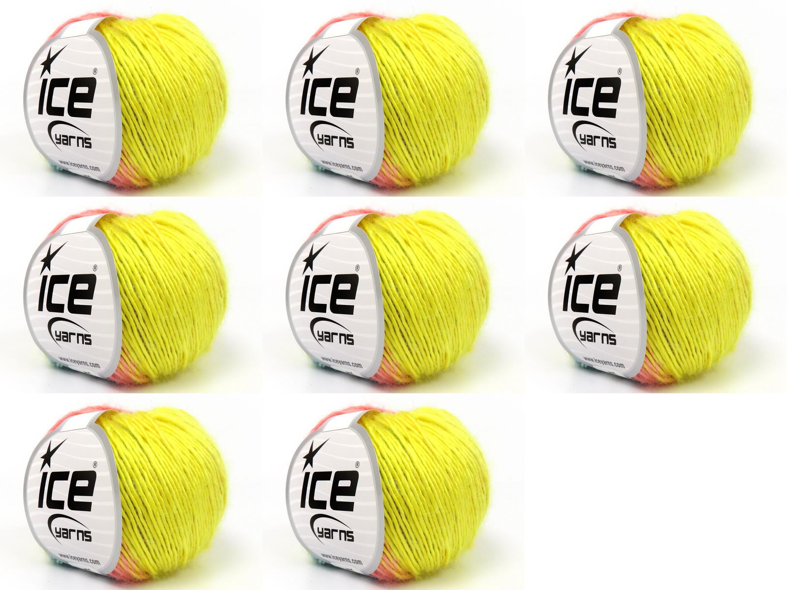 Lot of 8 Skeins Ice Yarns PANORAMA Yarn Mint Green Yellow Light Salmon Lilac