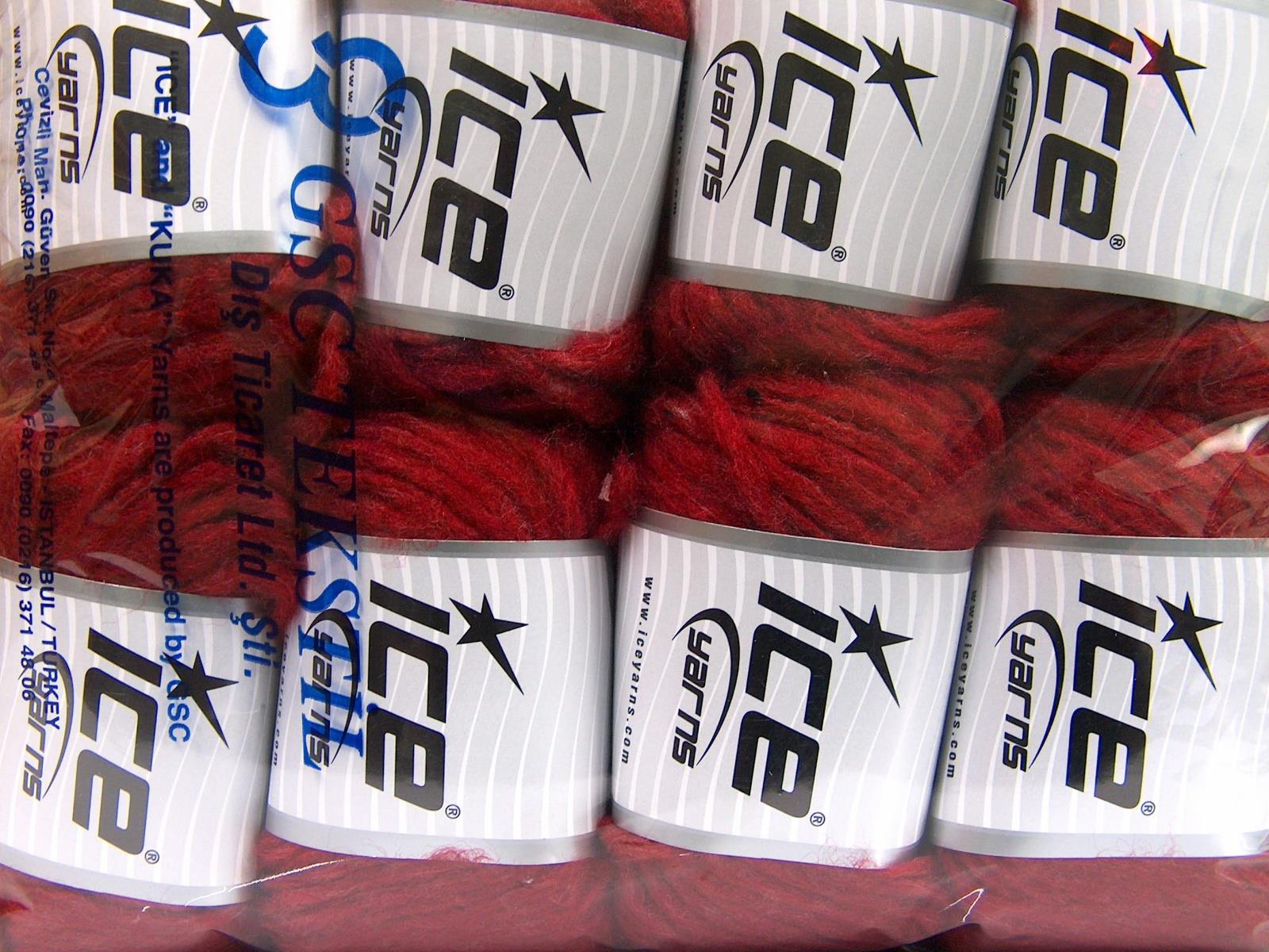 Lot of 8 Skeins Ice Yarns SOFTAIR TWEED (4% Viscose) Hand Knitting Yarn Red