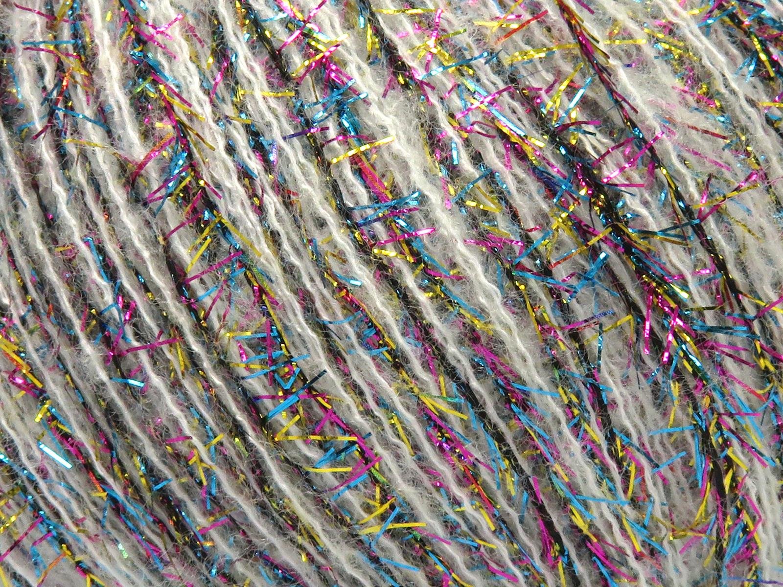 Lot of 8 Skeins Ice Yarns TOMMY WOOL GLITZ (7% Wool) Yarn Light Grey Black Turquoise Pink Gold