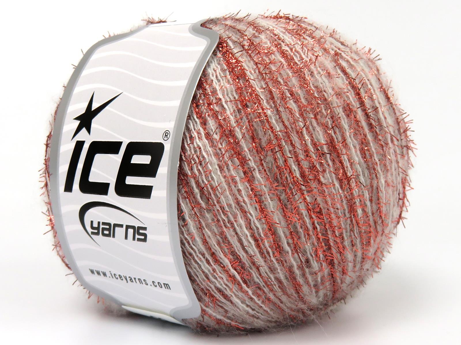 Lot of 8 Skeins Ice Yarns TOMMY WOOL GLITZ (7% Wool) Yarn Light Grey Copper