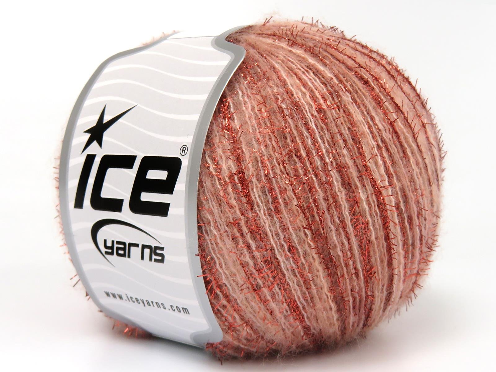 Lot of 8 Skeins Ice Yarns TOMMY WOOL GLITZ (7% Wool) Yarn Light Salmon Copper