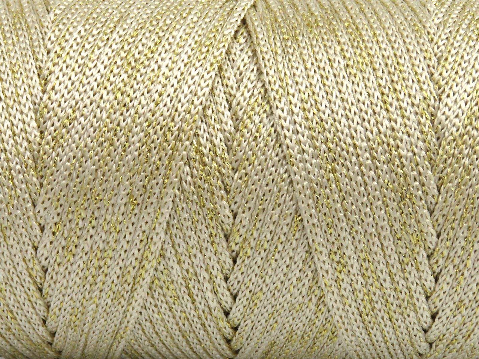 Macrame Bulky Glitz Cream, Gold