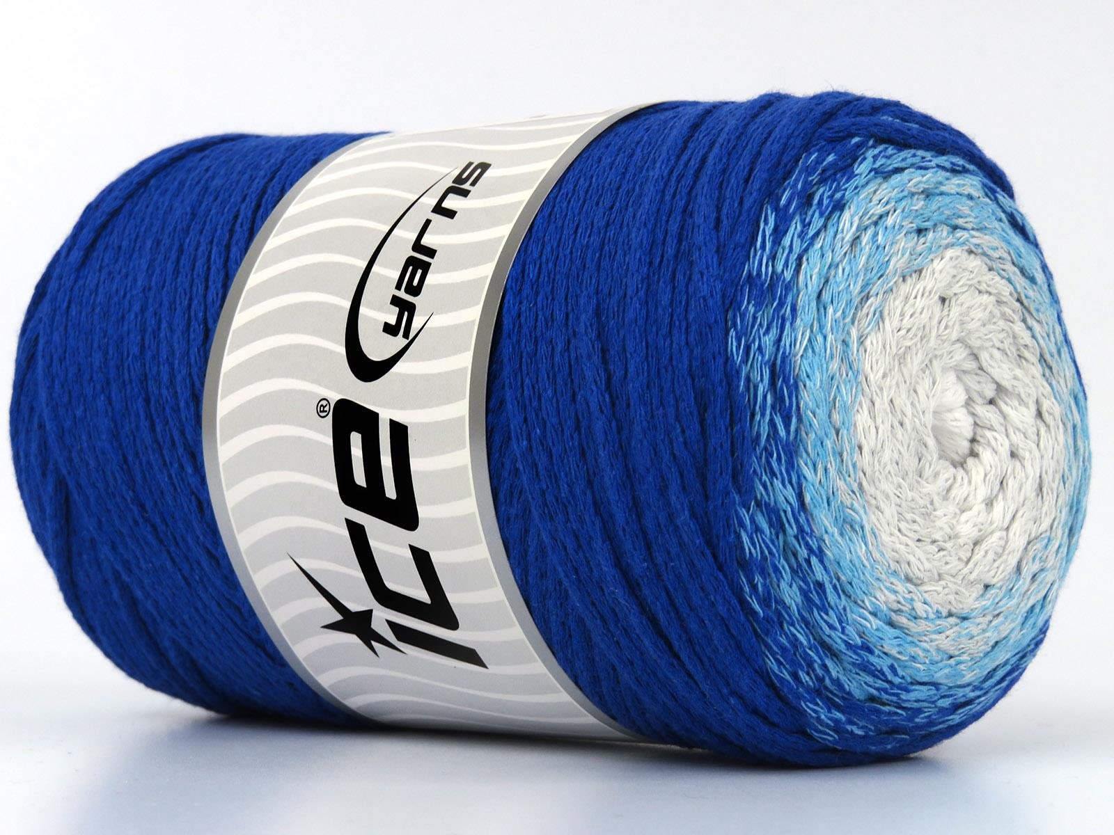 Macrame Cotton Magic Blue, White, Turquoise, Light Grey
