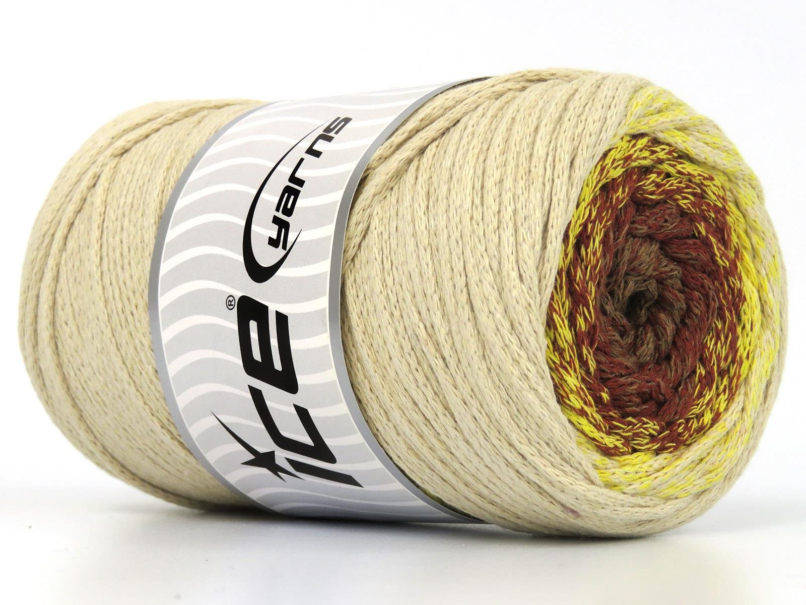 Macrame Cotton Magic Cream, Yellow, Brown Shades