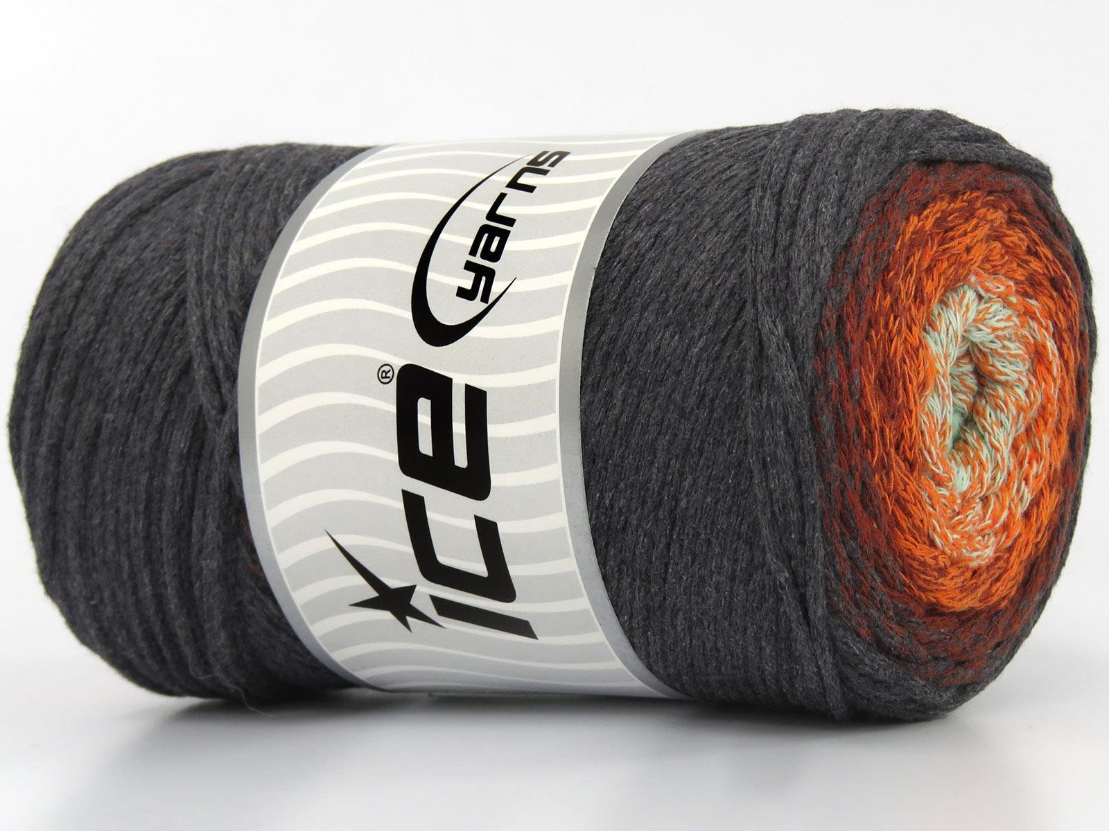 Macrame Cotton Magic Orange, Grey, Light Mint Green, Copper