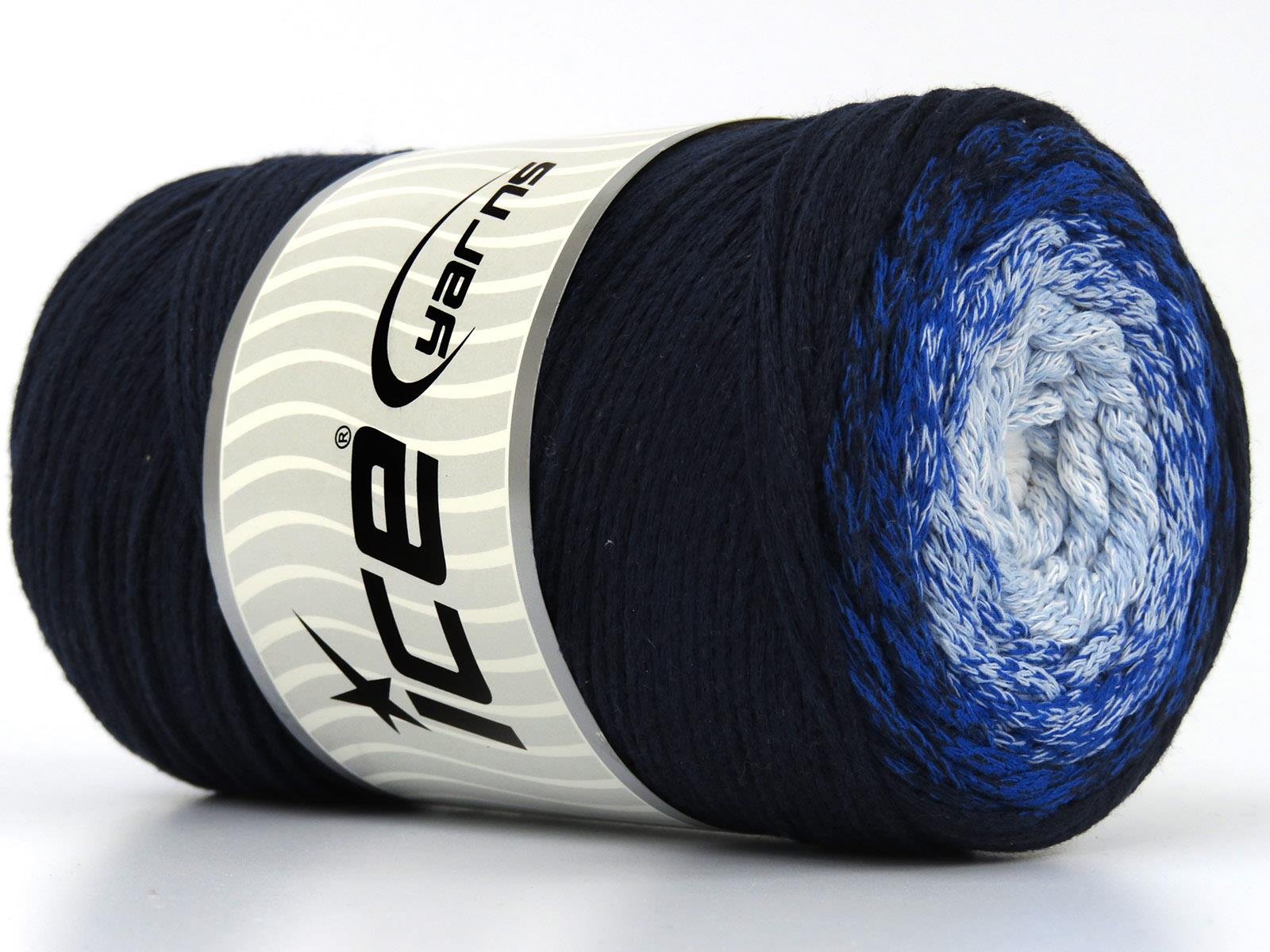 Macrame Cotton Magic White, Blue Shades, Dark Navy