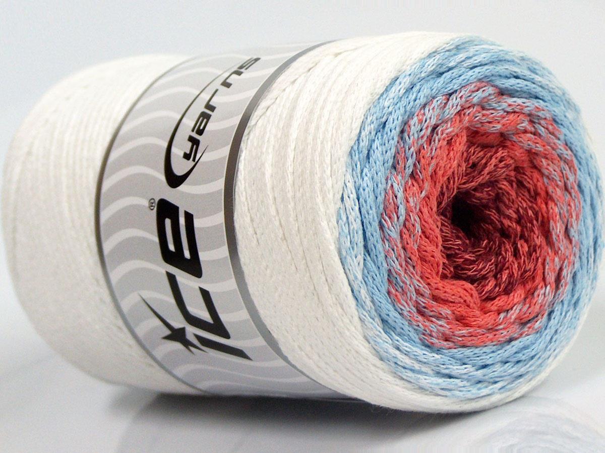 Macrame Cotton Magic White, Burgundy, Light Blue, Light Salmon