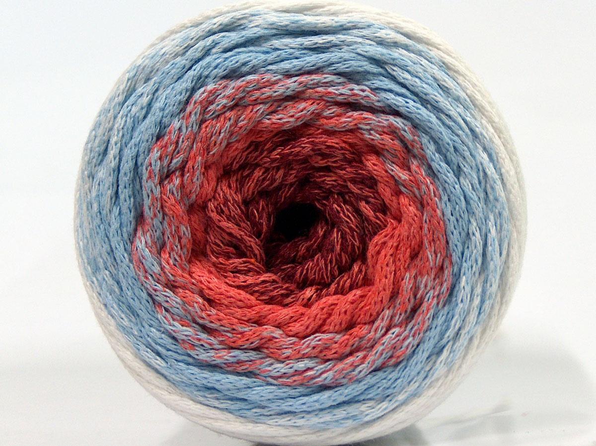 Macrame Cotton Magic White, Burgundy, Light Blue, Light Salmon