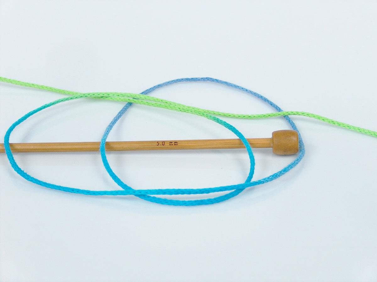 Macrame Cotton Print Blue, Lilac, Green Shades