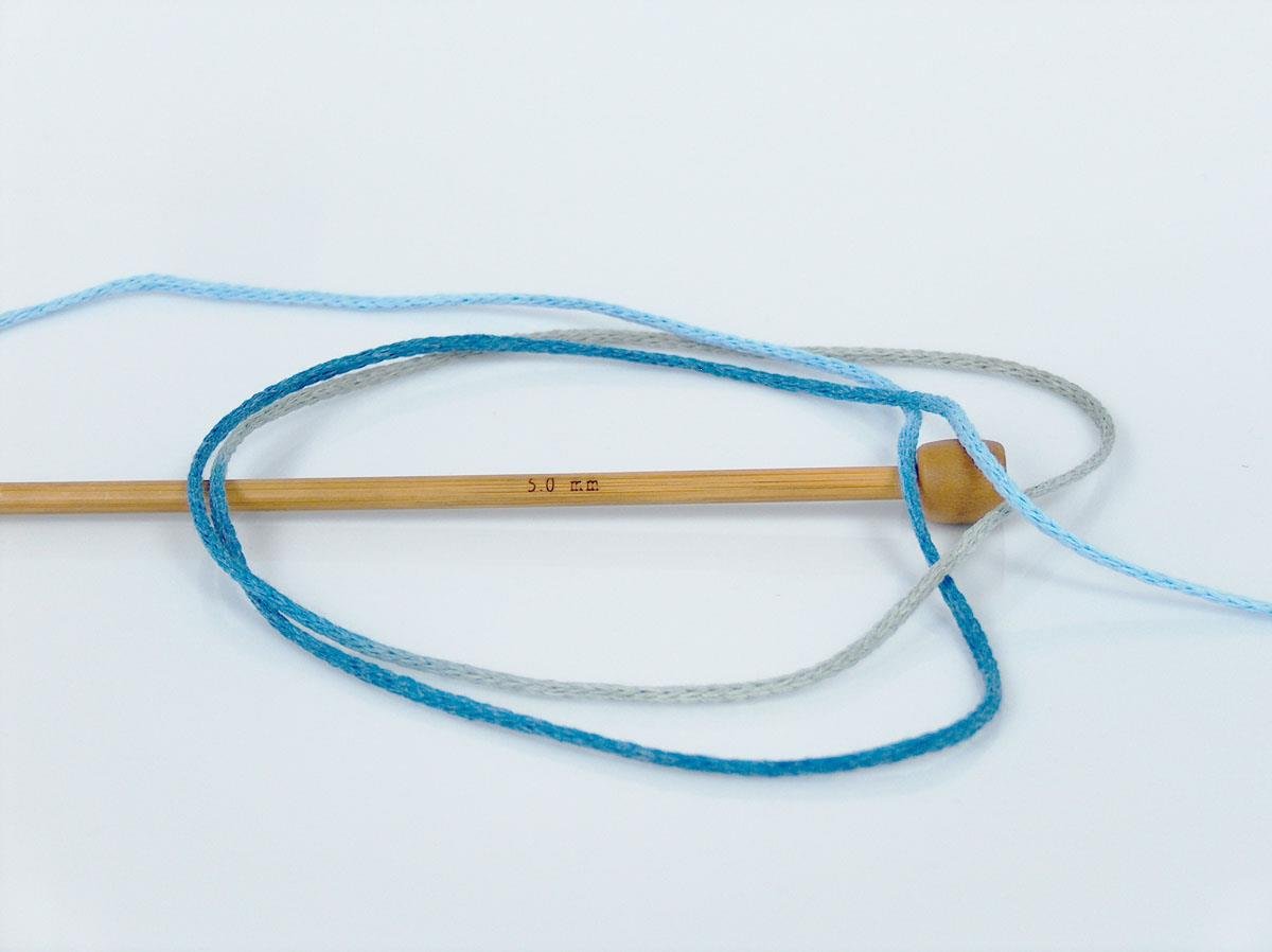 Macrame Cotton Print Blue Shades, Grey Shades