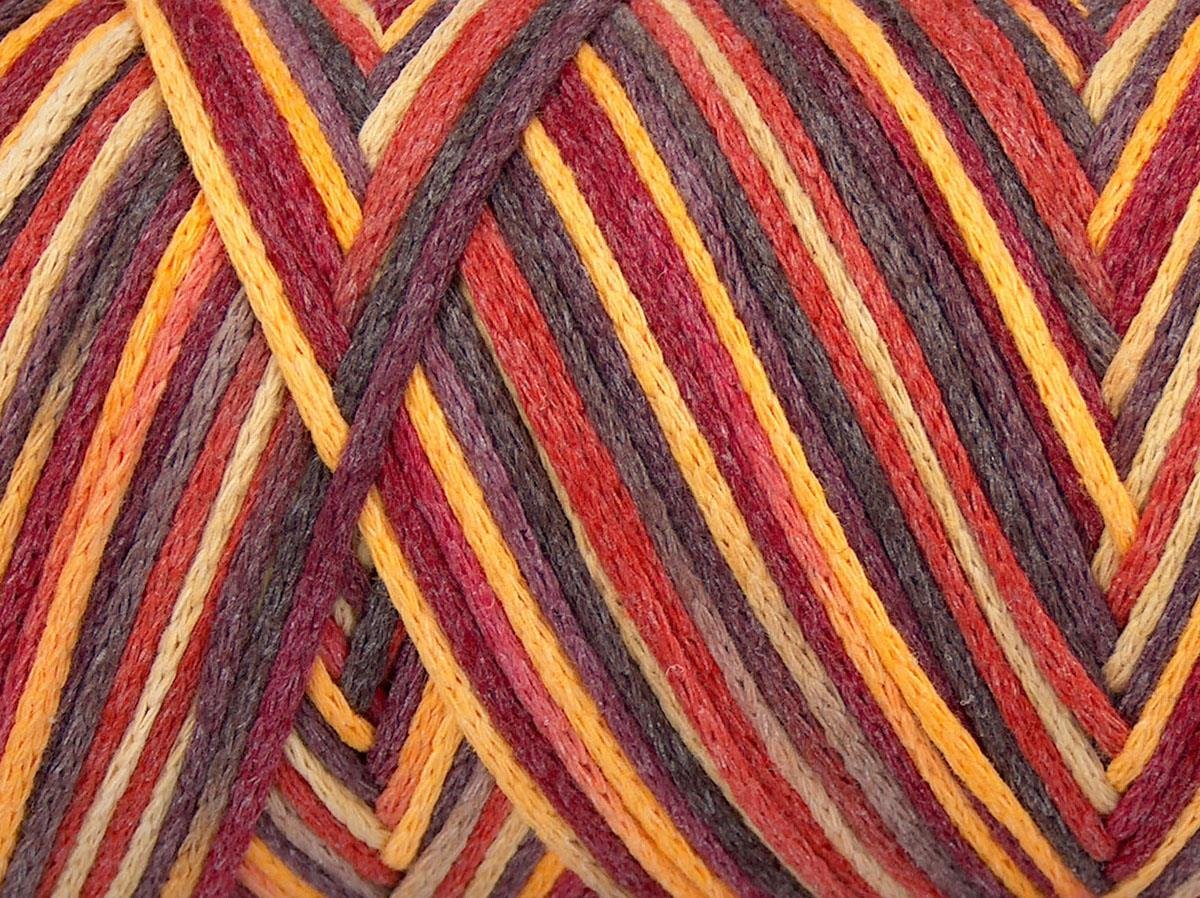 Macrame Cotton Print Brown, Pink, Red, Gold