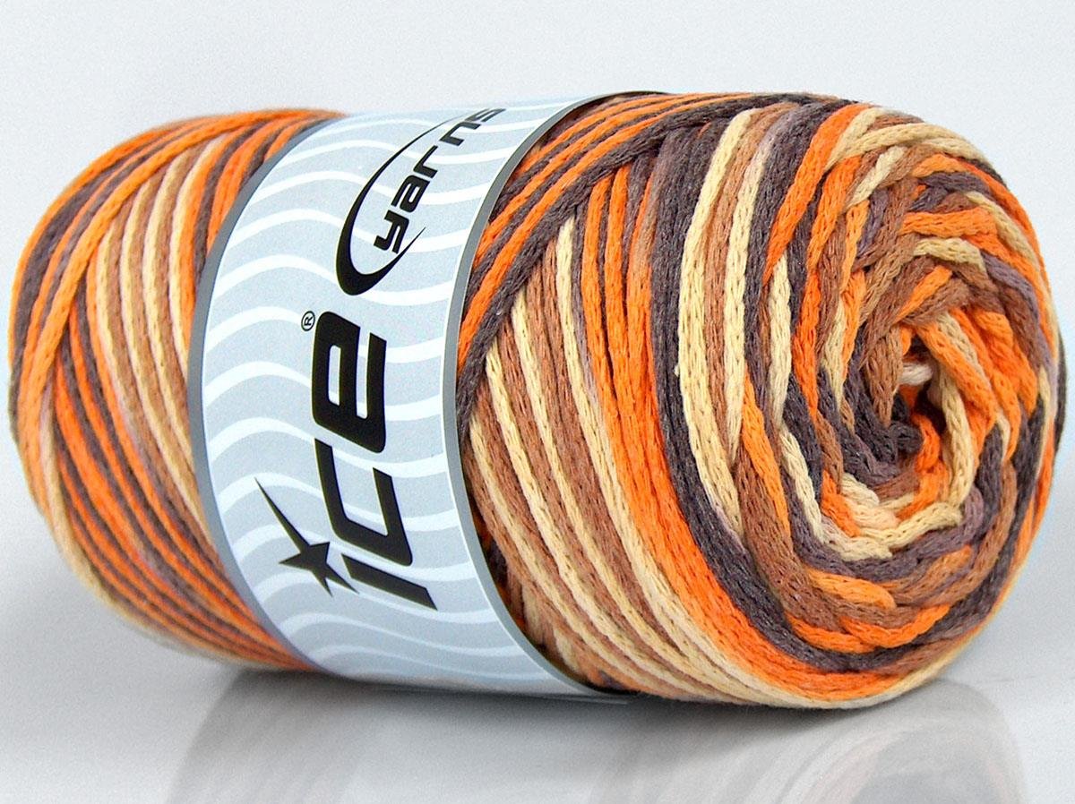 Macrame Cotton Print Orange, Yellow, Brown Shades