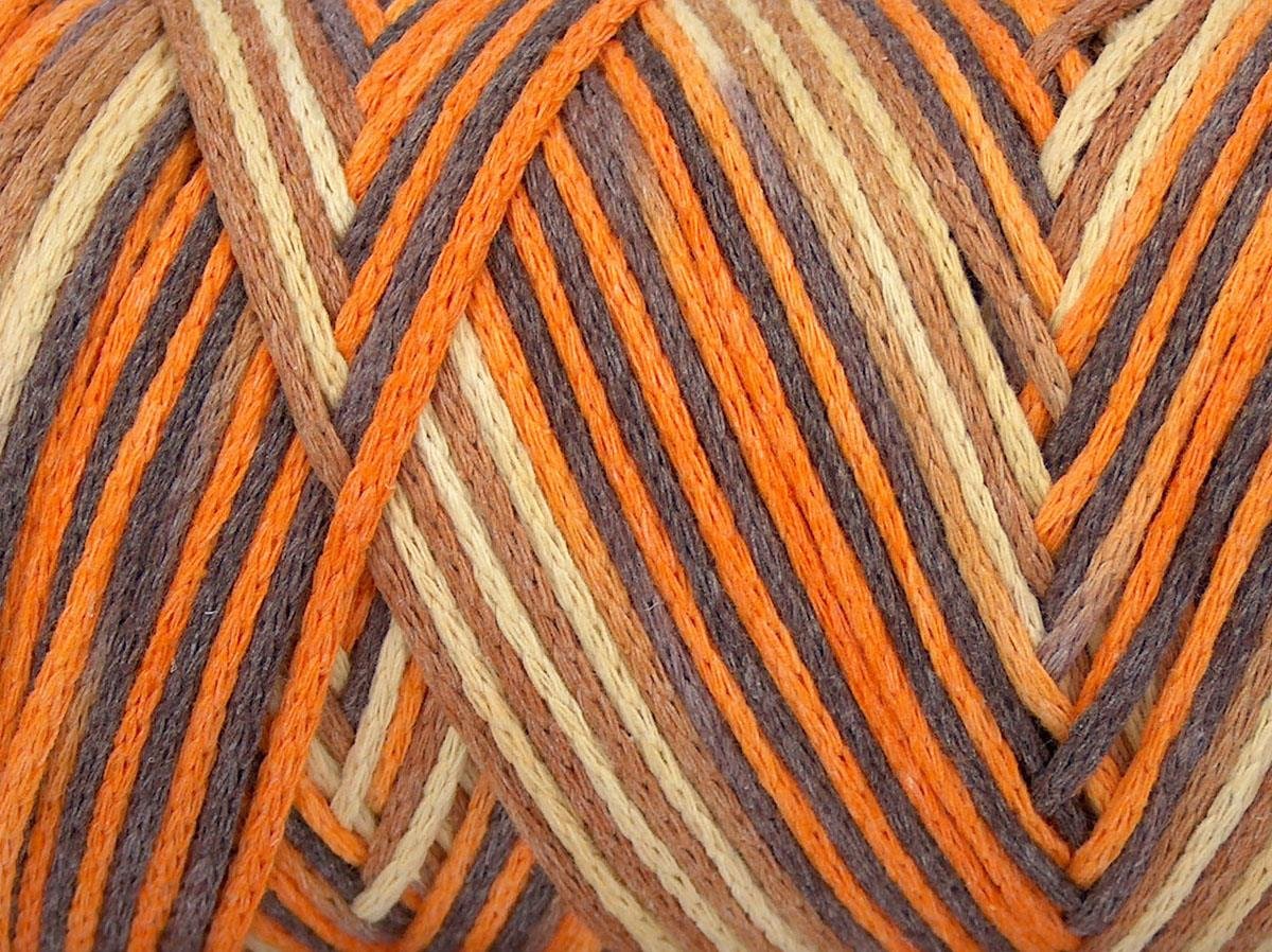Macrame Cotton Print Orange, Yellow, Brown Shades