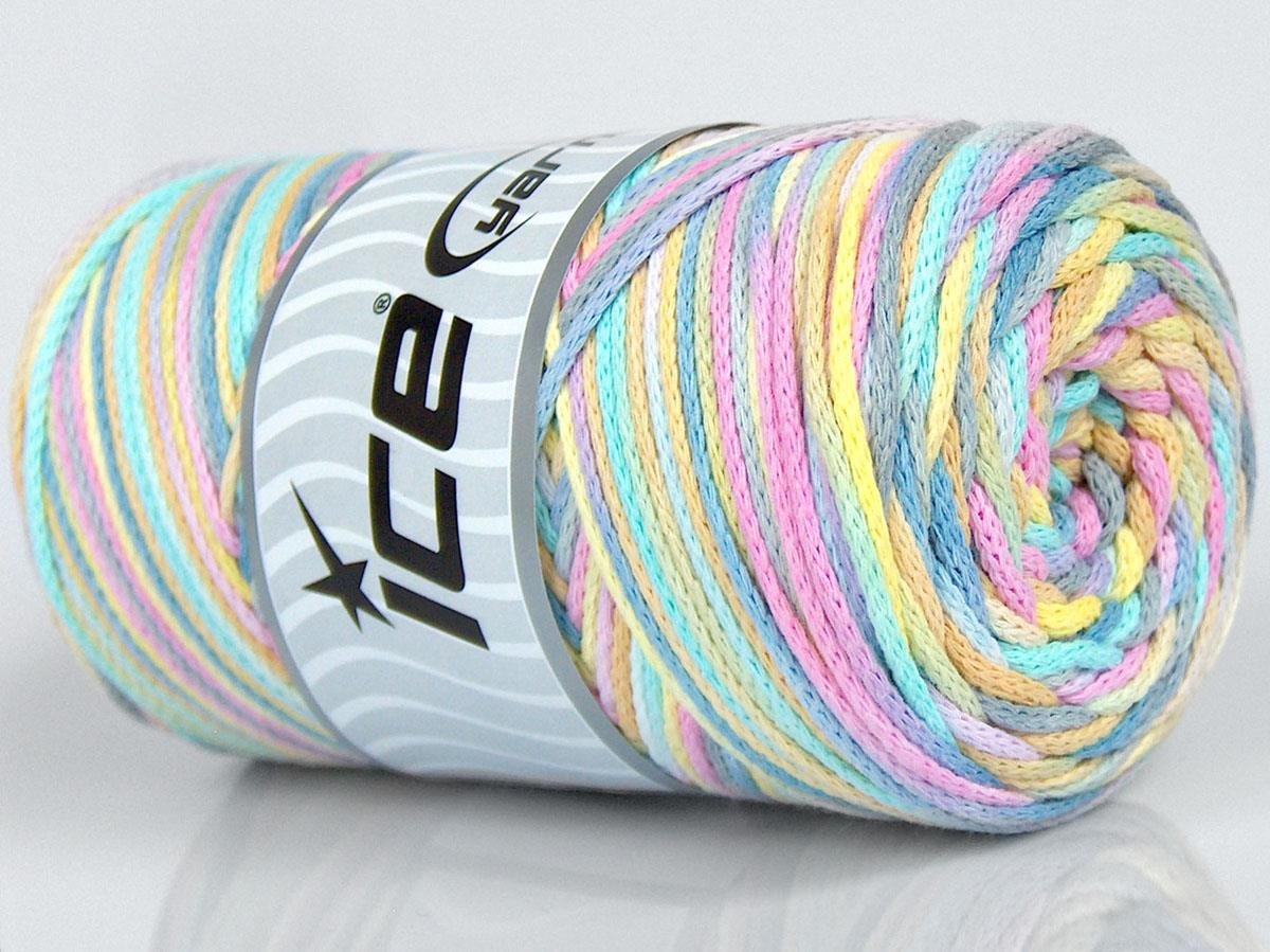 Macrame Cotton Print Pink, Blue, Yellow, Light Grey, Mint Green