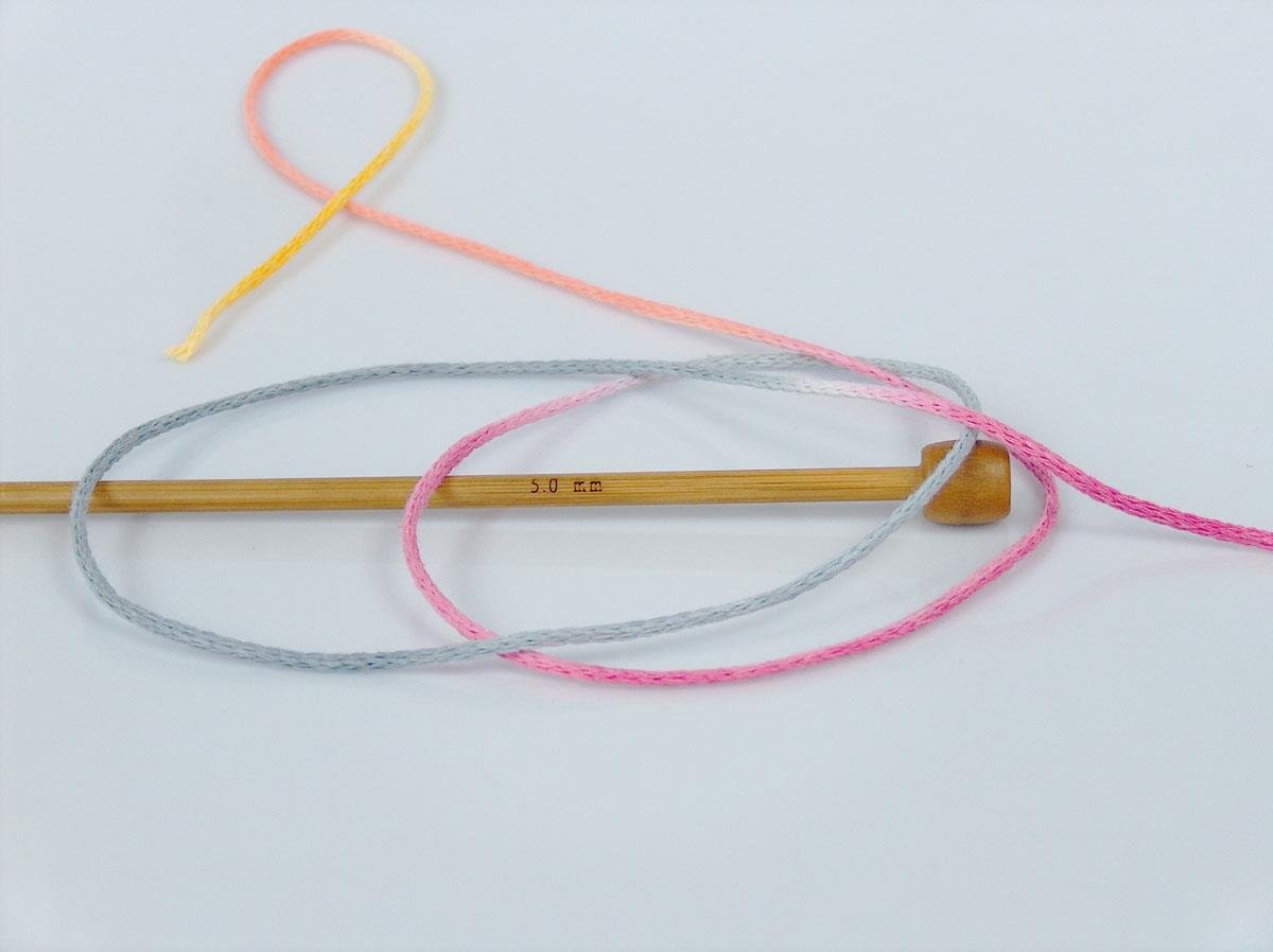 Macrame Cotton Print Pink, Orange, Yellow, Light Grey