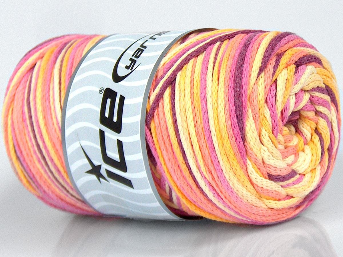 Macrame Cotton Print Pink, Orange, Yellow