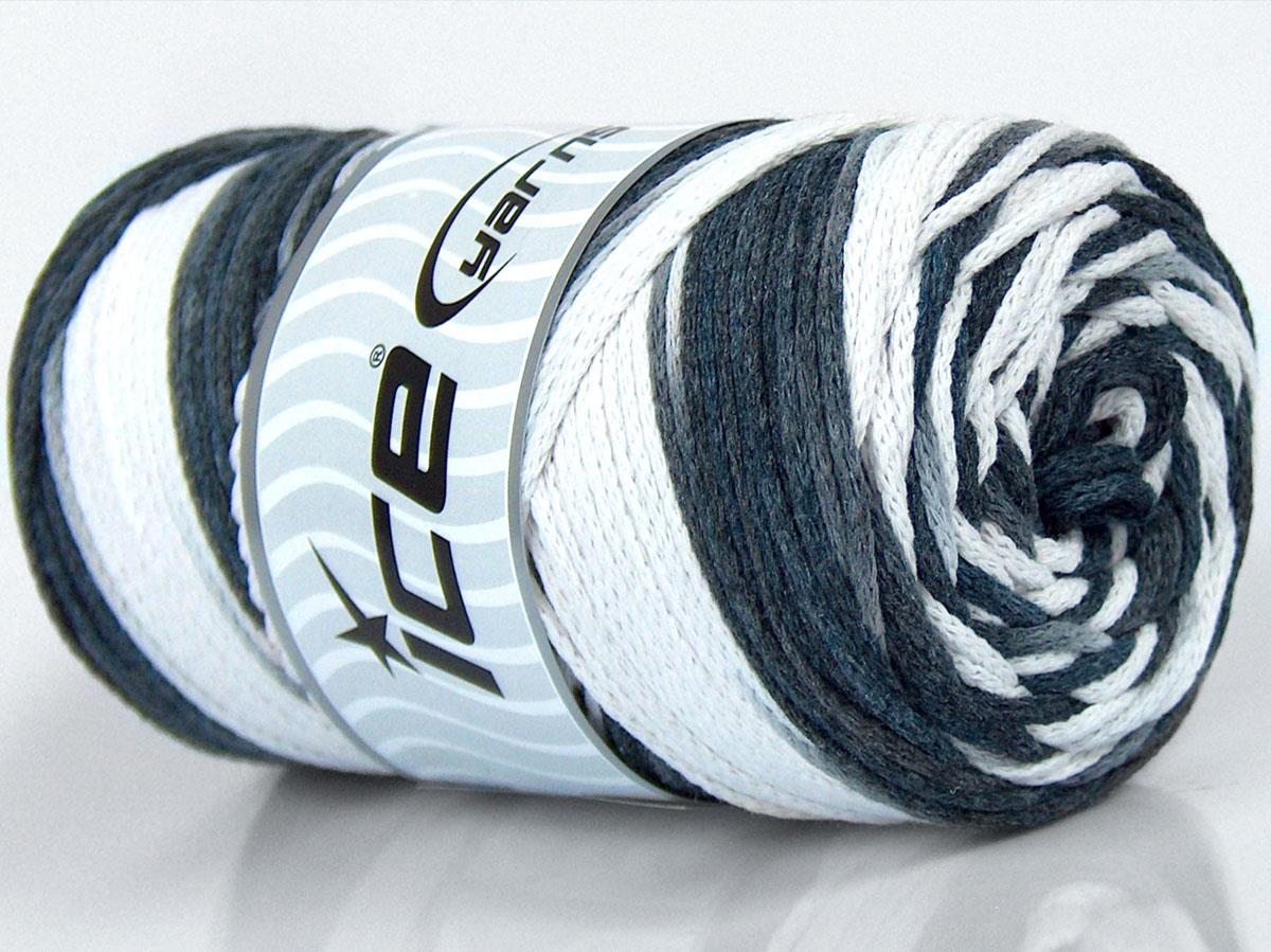 Macrame Cotton Print White, Grey Shades