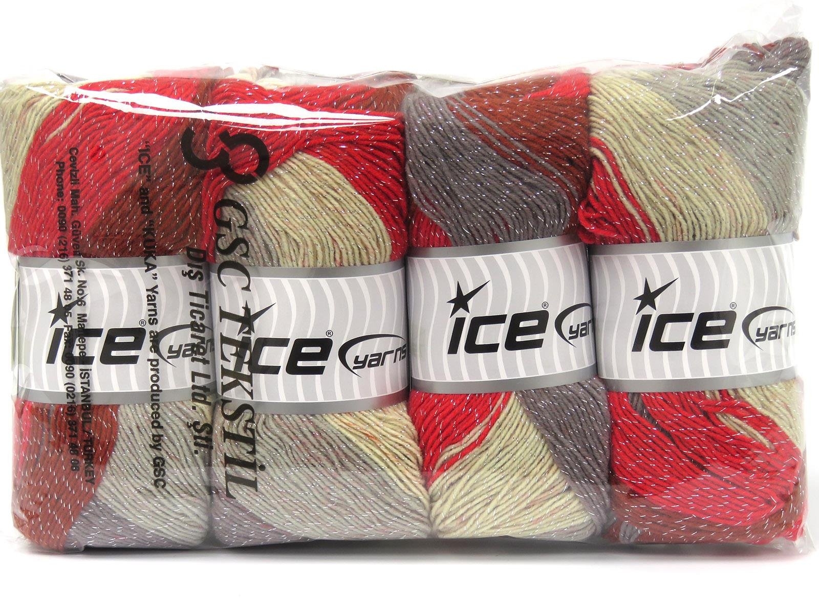 Magic Glitz Red, Cream, Grey, Copper, Light Maroon