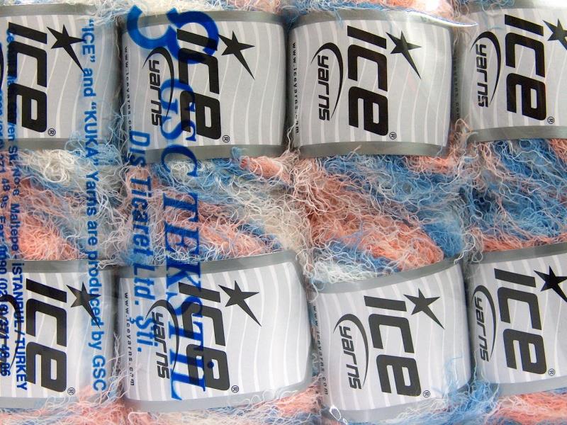 Modena Viscose Blue, White, Salmon