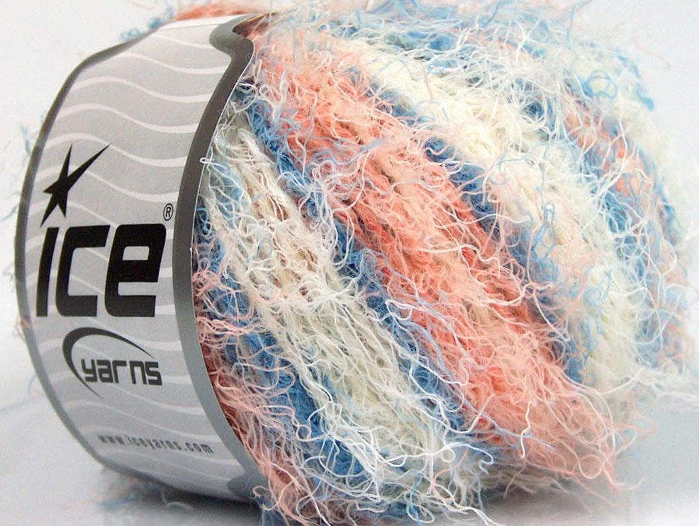 Modena Viscose Blue, White, Salmon