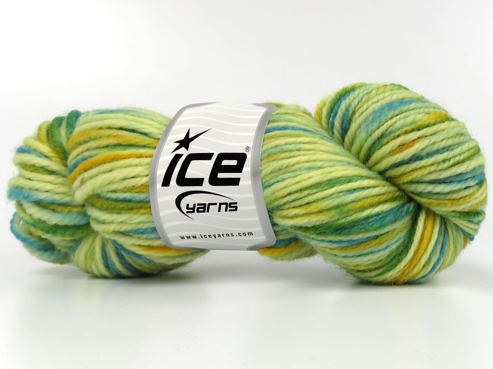 Organic Wool Bulky Hand Paint Turquoise, Gold, Green Shades