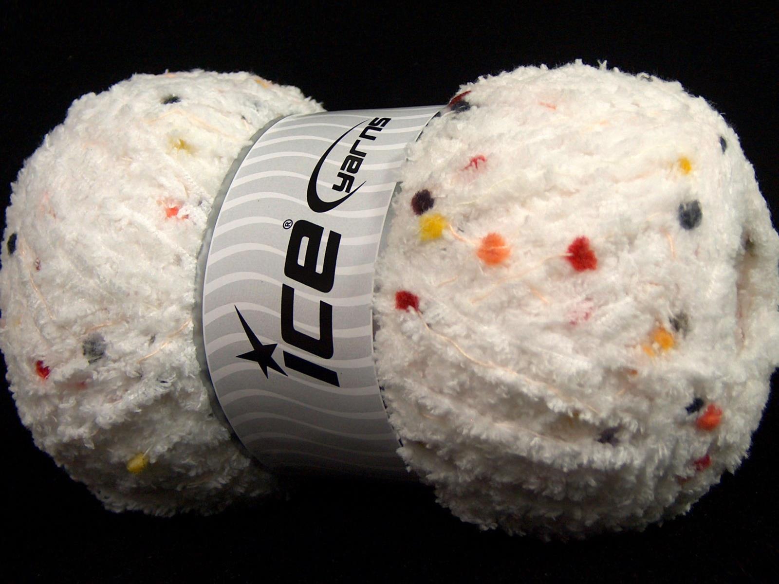 Puffy PomPom White, Rainbow