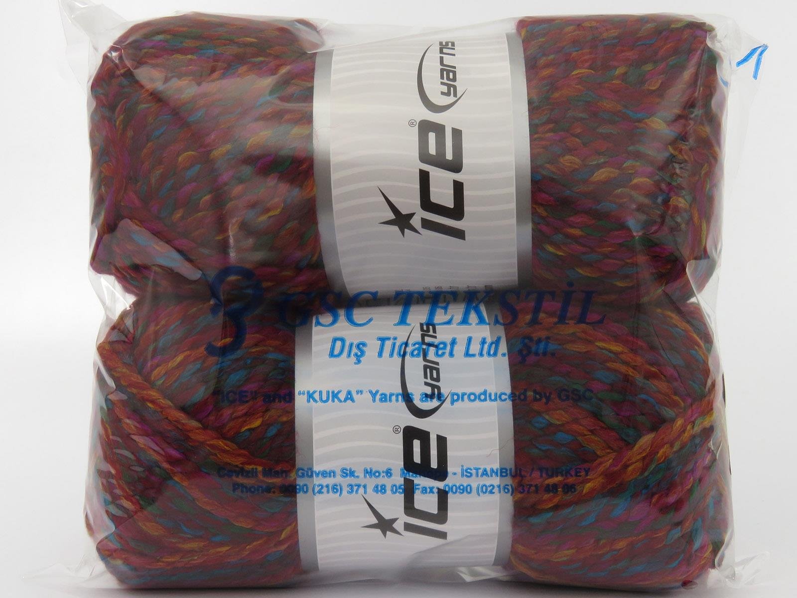 Puzzle Wool Chunky Green, Red, Turquoise, Gold, Fuchsia