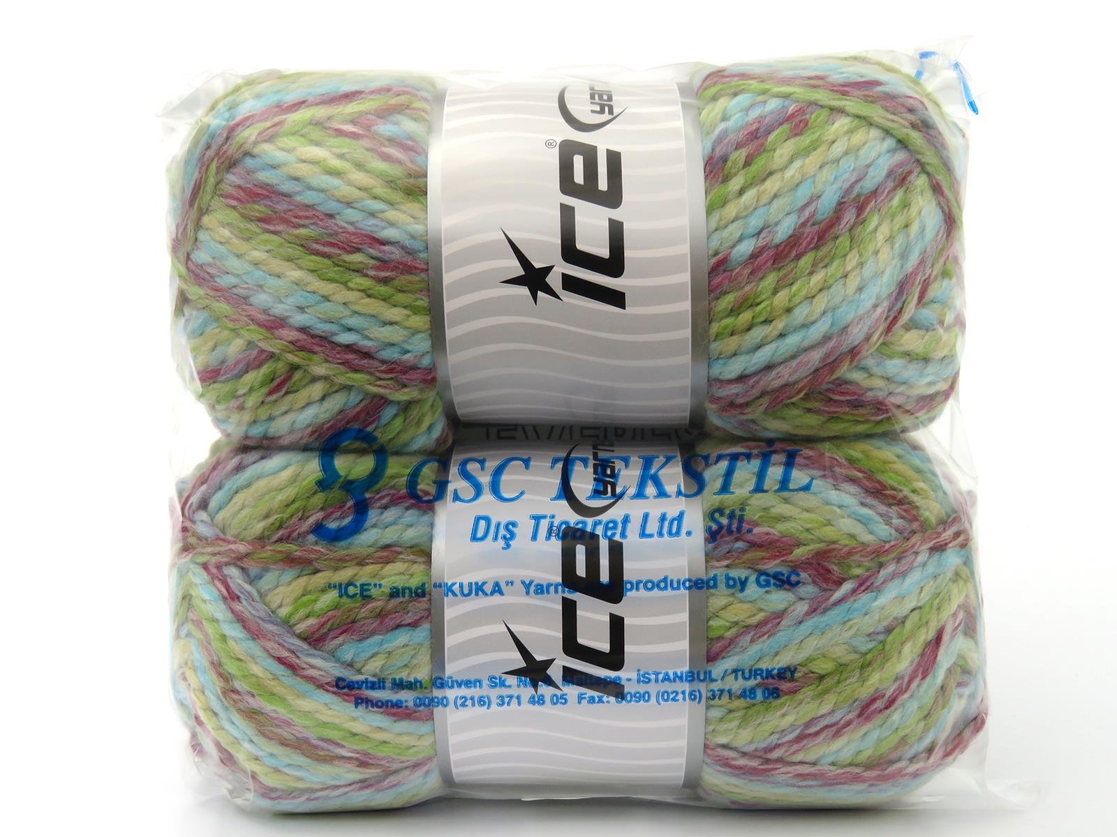 Puzzle Wool Chunky Turquoise, Fuchsia, Green Shades