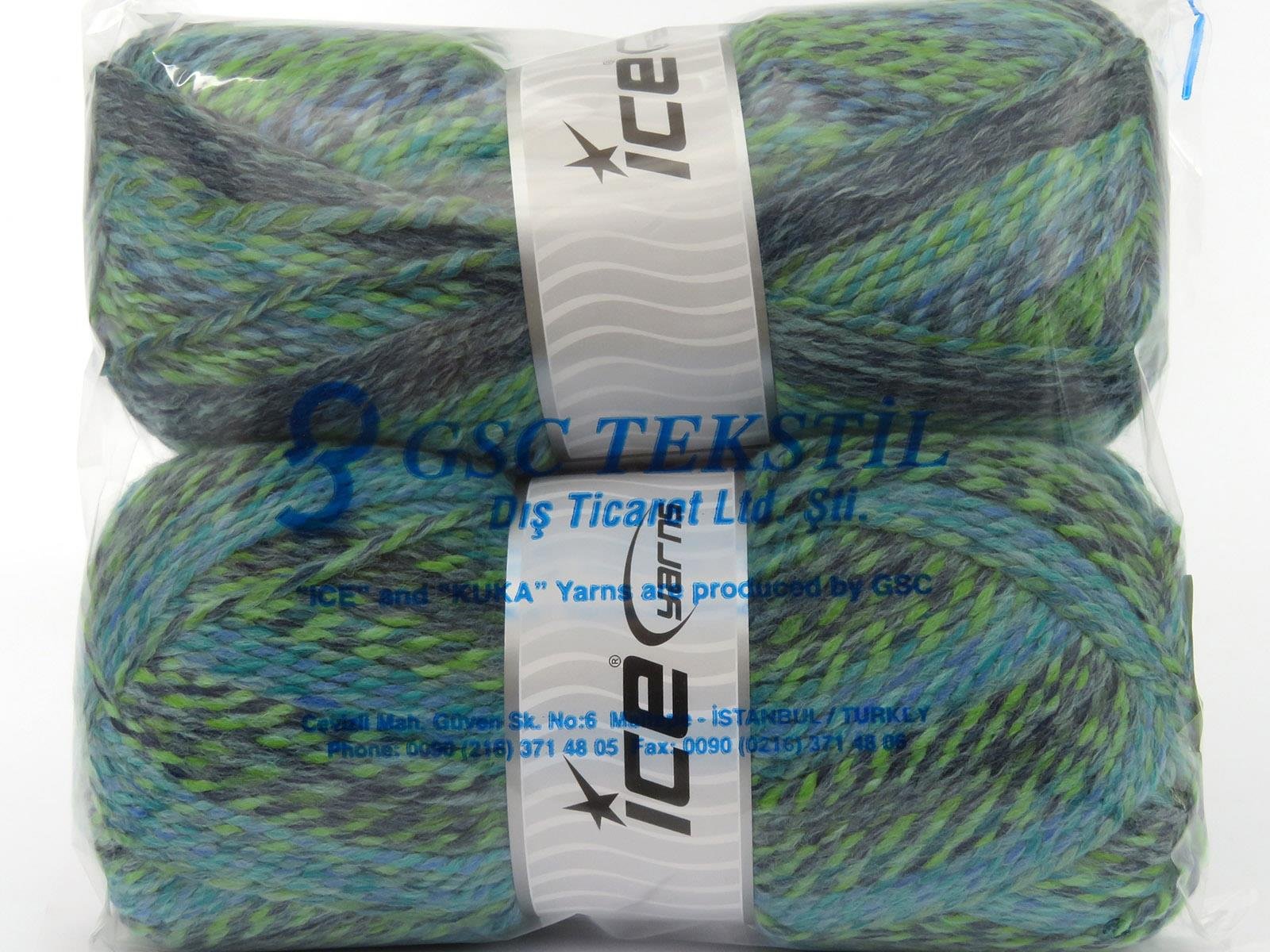 Puzzle Wool Worsted Blue, Green Shades, Grey Shades