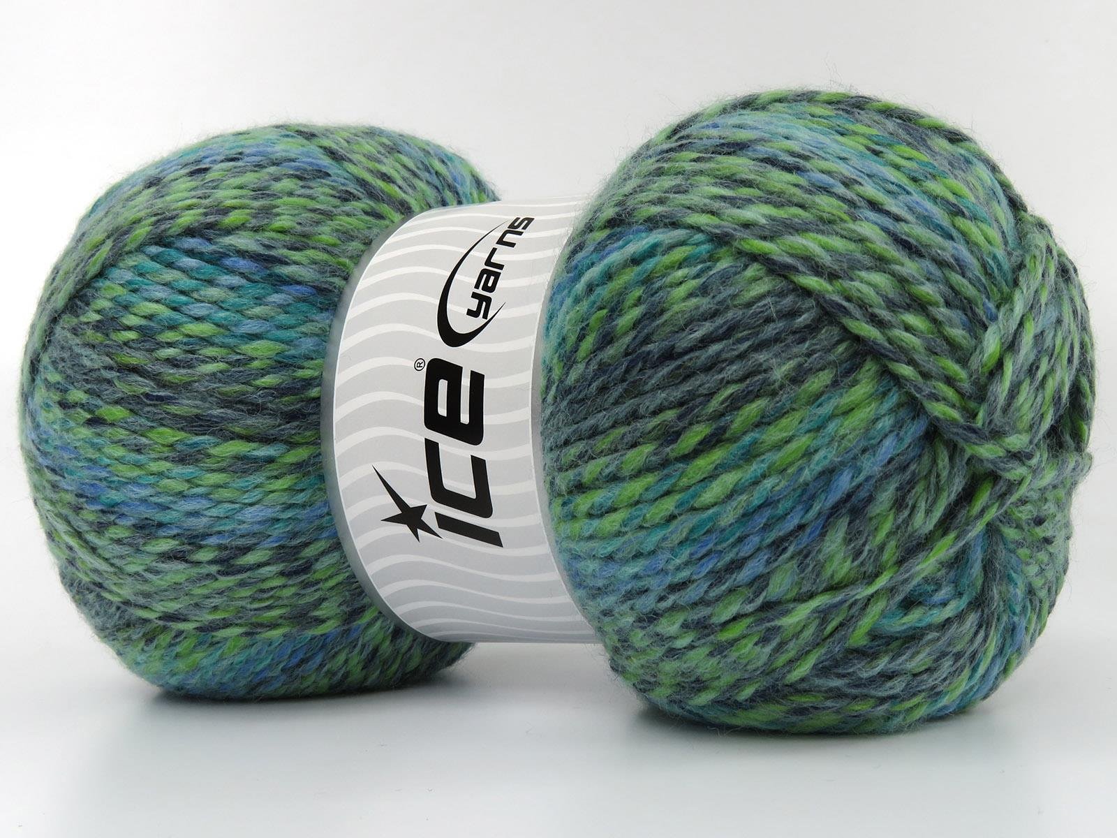 Puzzle Wool Worsted Blue, Green Shades, Grey Shades