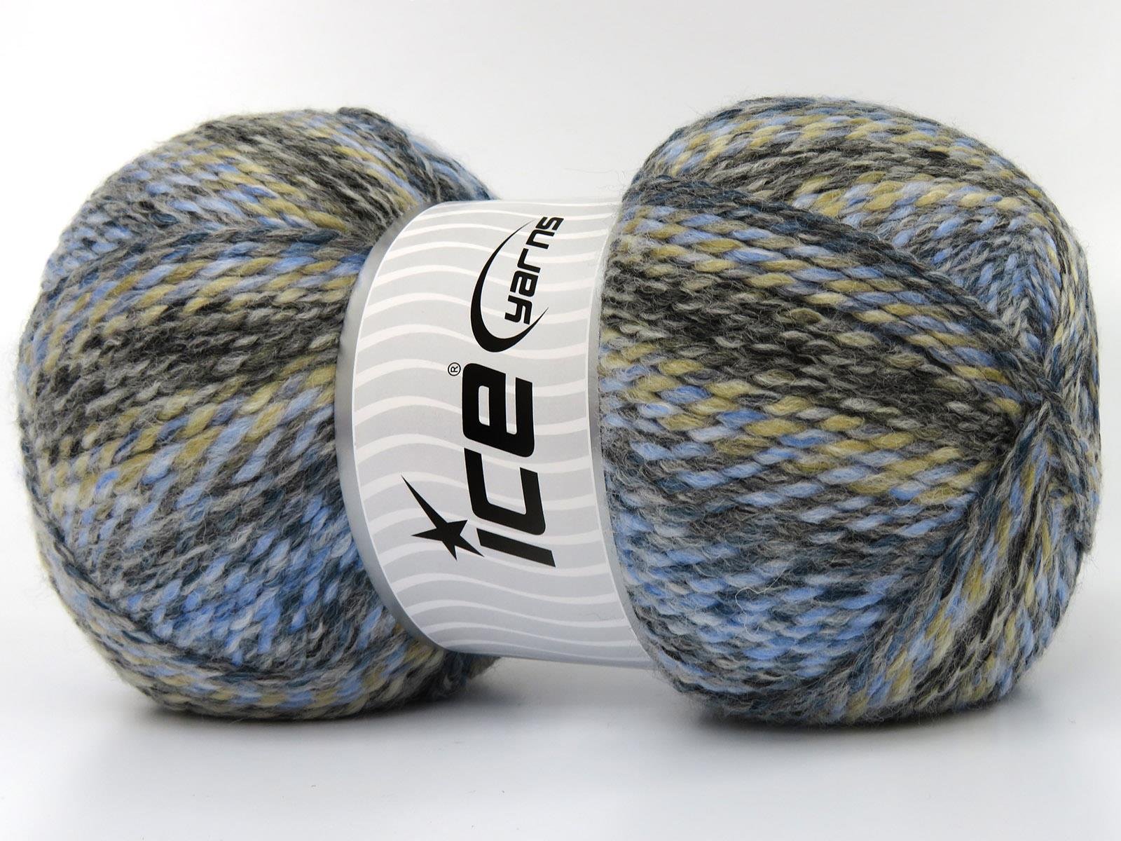 Puzzle Wool Worsted Cream, Blue Shades, Grey Shades