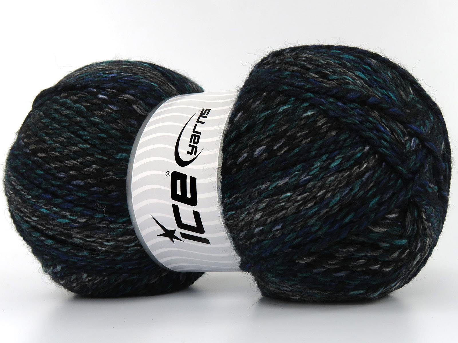 Puzzle Wool Worsted Green, Black, Blue, Grey Shades