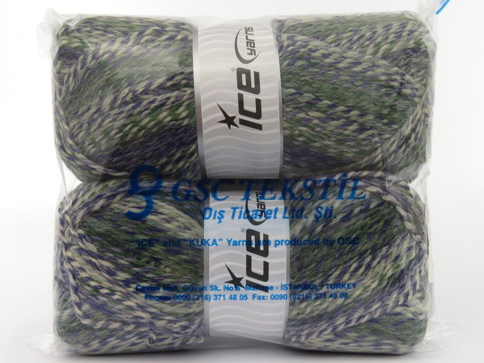 Puzzle Wool Worsted Green, Blue, Cream
