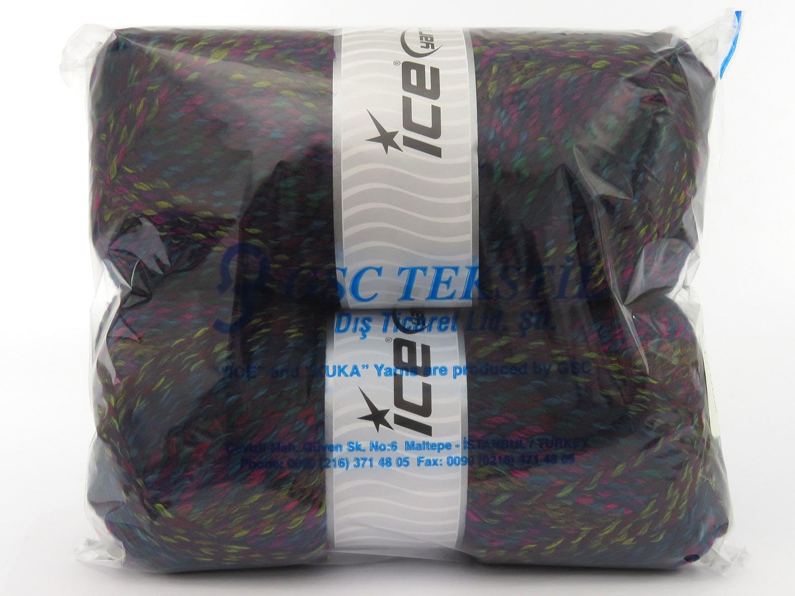 Puzzle Wool Worsted Green, Purple, Turquoise, Yellow, Fuchsia, Copper