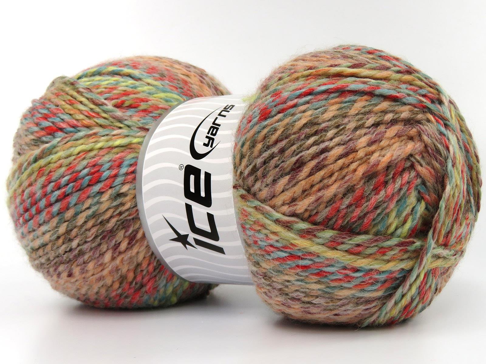 Puzzle Wool Worsted Green, Turquoise, Camel, Salmon Shades