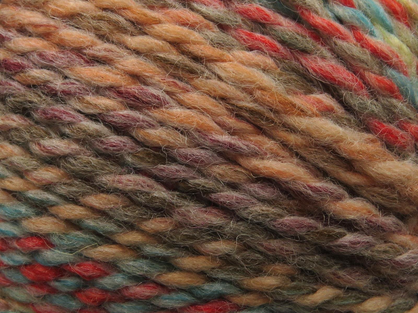 Puzzle Wool Worsted Green, Turquoise, Camel, Salmon Shades