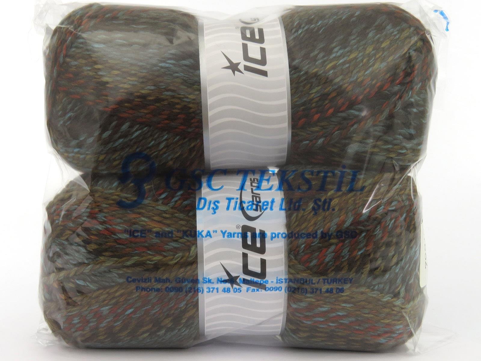 Puzzle Wool Worsted Turquoise, Brown Shades