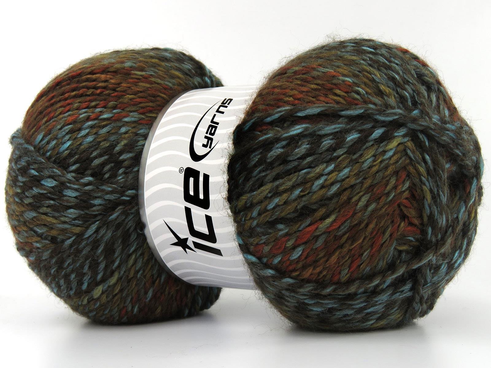 Puzzle Wool Worsted Turquoise, Brown Shades