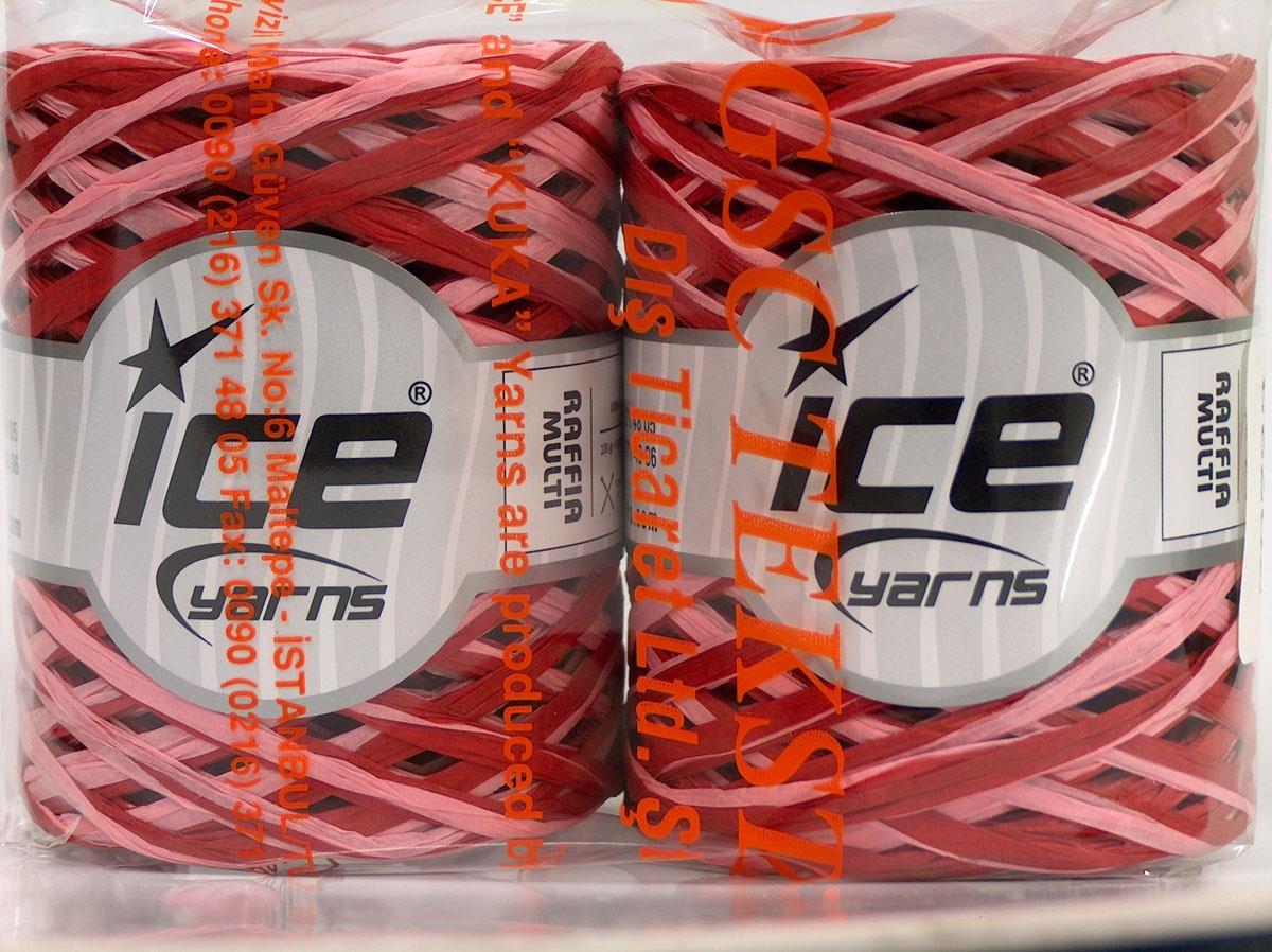 Raffia Multi Red, Light Pink