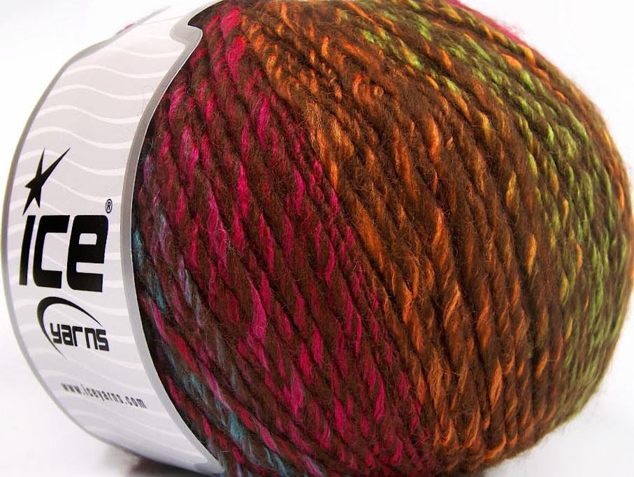 Roseto Worsted Brown, Green, Turquoise, Gold, Fuchsia