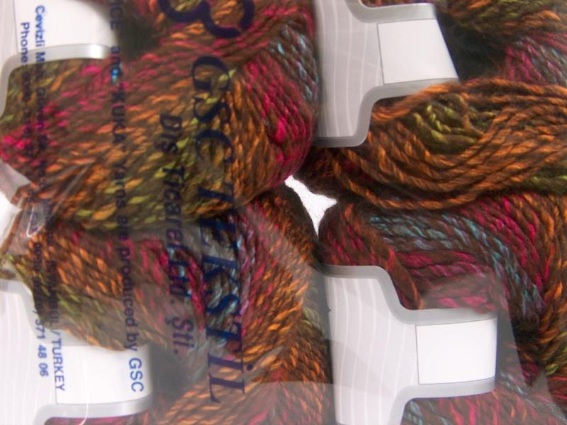 Roseto Worsted Brown, Green, Turquoise, Gold, Fuchsia