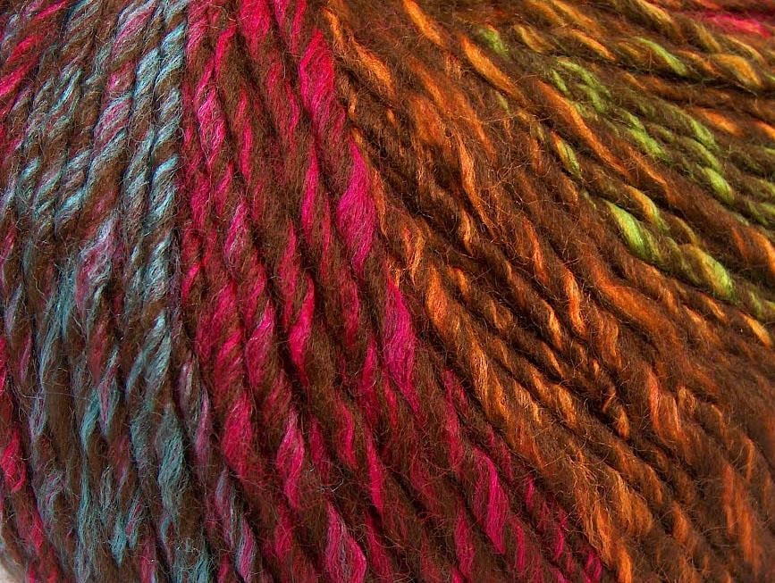 Roseto Worsted Brown, Green, Turquoise, Gold, Fuchsia