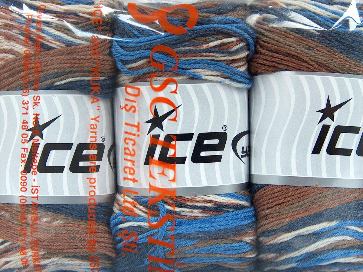 Silk Bamboo Sock Brown, Cream, Blue Shades