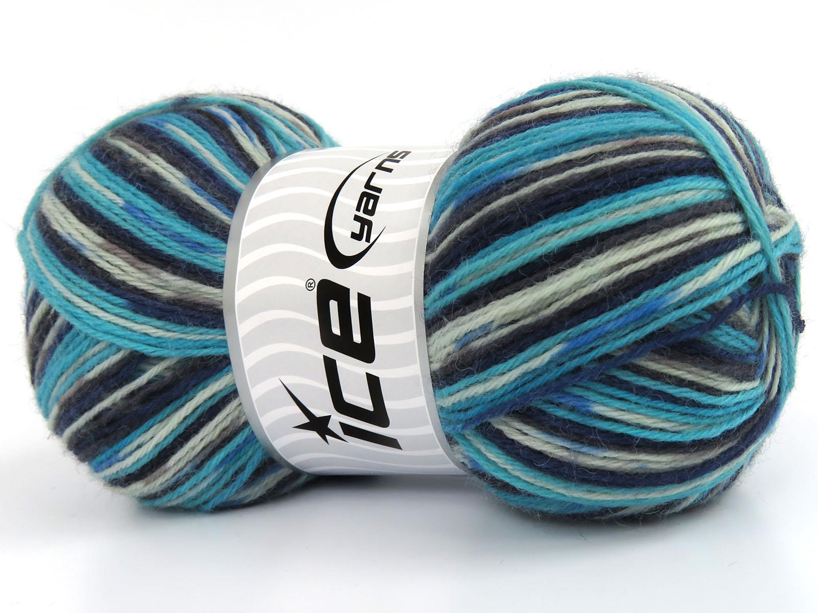 Sock Varicolor Blue, Turquoise, Beige, Grey Shades