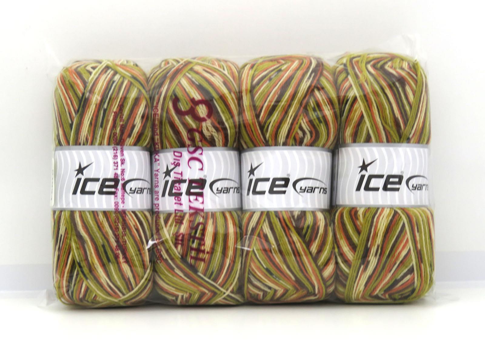 Sock Varicolor Brown, Green, Cream, Orange